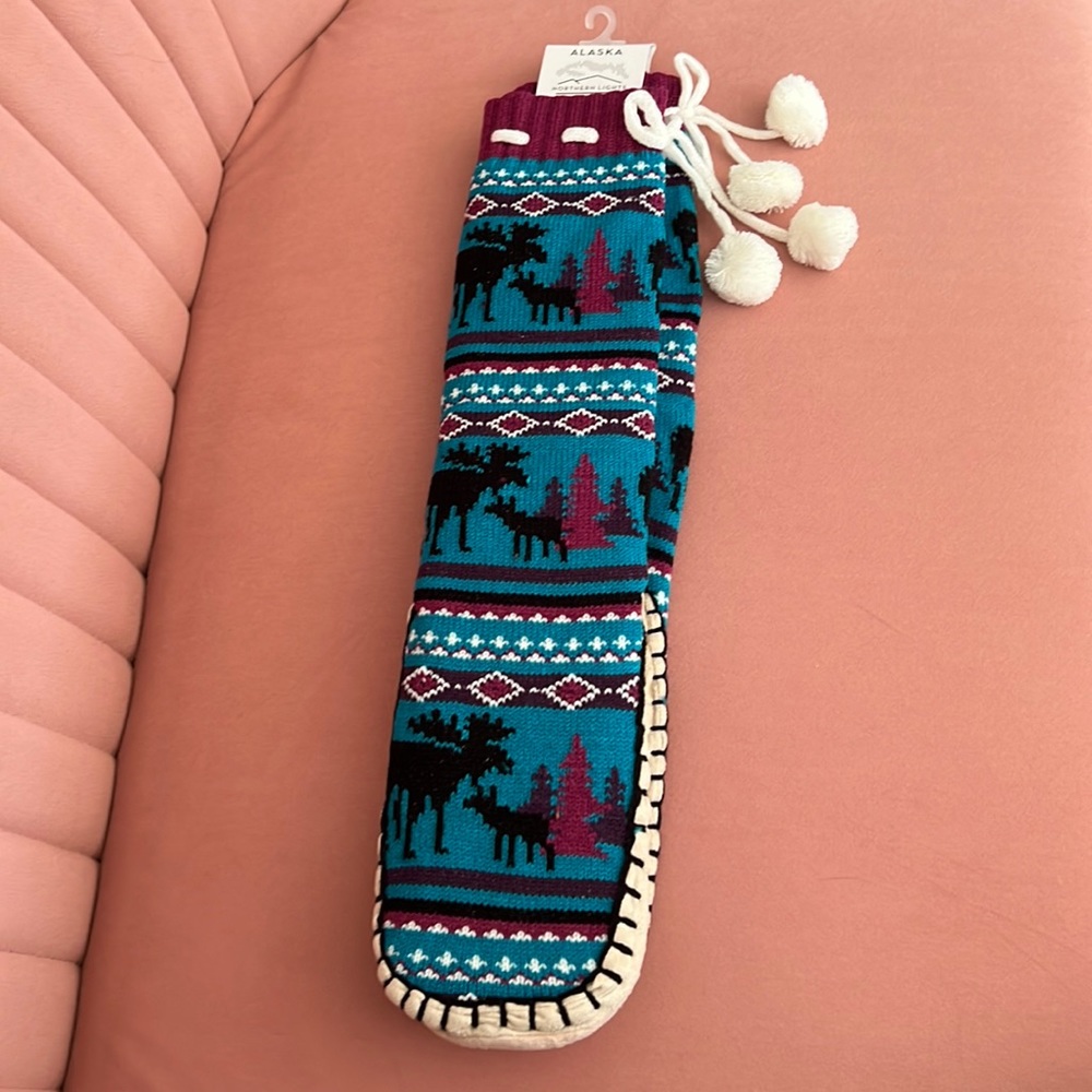 Alaska Moose Slipper Socks